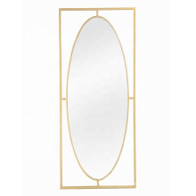 Mayco Antique Gold Metal Iron Leaning Floor Oval Free Standing Mirror for Living Room